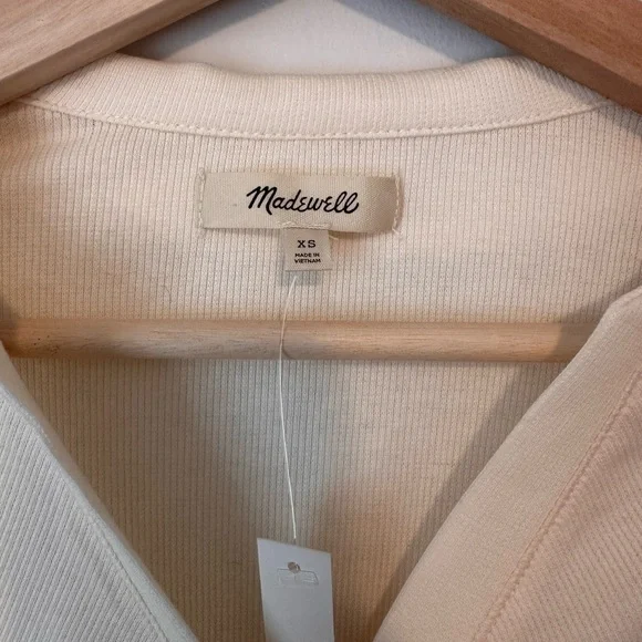 NWT Madewell ribbed collar cardigan in ivory. Size XS - Picture 4 of 4